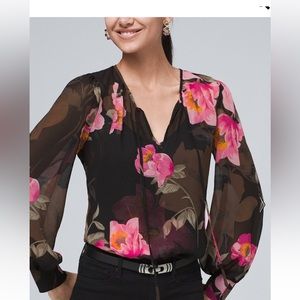 WHBM poppy print blouse